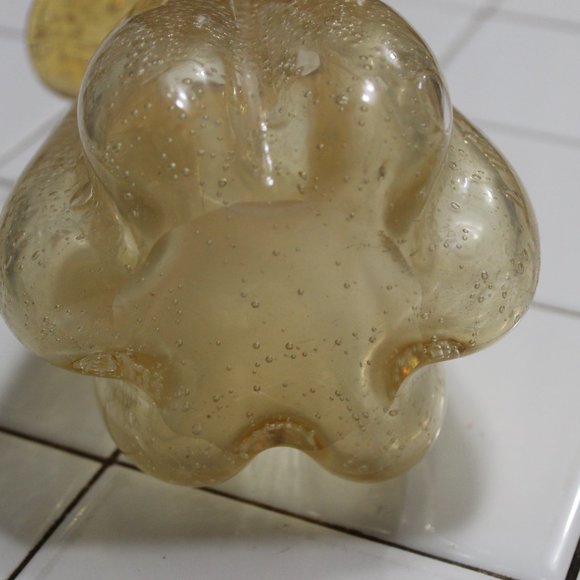 Vases Murano Vintage Hand Blown Amber Glass in Gold with Controlled Bubbles Home - Picture 7 of 10